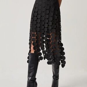 Commense Elegant Black Circle Cutout Skirt size medium new